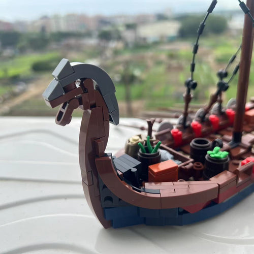 Viking Longship Model Kit — 463 Piece Building Set with Electronic Instructions