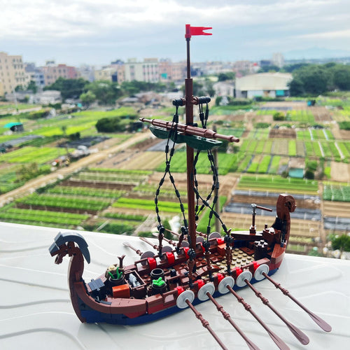 Viking Longship Model Kit — 463 Piece Building Set with Electronic Instructions